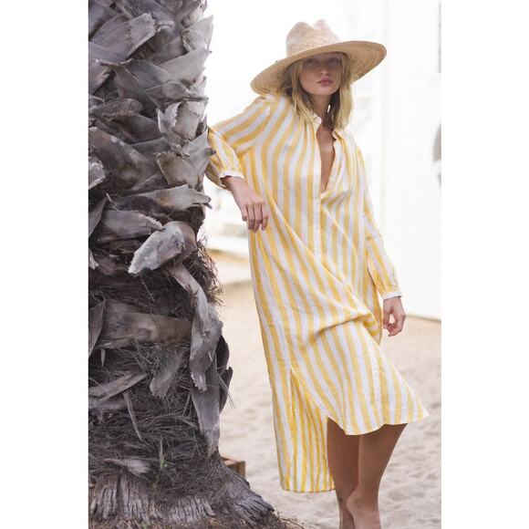 XACUSDONNA-NWT-Cotton Chemisier Dress Pear/White Striped Sz:40 RET$415 UNICORN